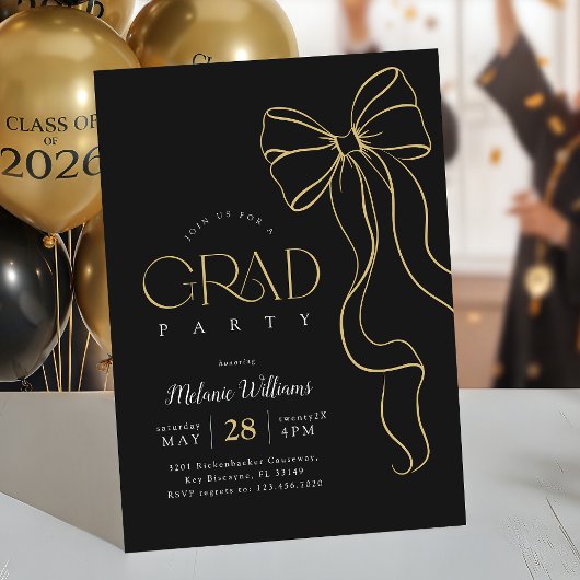 Hand Drawn Bow Graduation Invitation Einladung