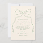 Hand Drawn Bow Green Wedding Foto Dankeskarte (Rückseite)