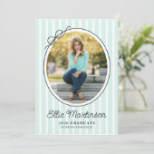 Hand Drawn Bow Photo Graduation Party Invitation Einladung (Stehend Vorderseite)