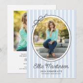 Hand Drawn Bow Photo Graduation Party Invitation Einladung (Vorne/Hinten)