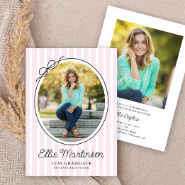 Hand Drawn Bow Photo Graduation Party Invitation Einladung