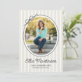 Hand Drawn Bow Photo Graduation Party Invitation Einladung (Stehend Vorderseite)