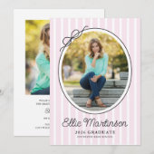 Hand Drawn Bow Photo Graduation Party Invitation Einladung (Vorne/Hinten)