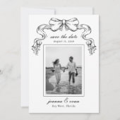 Hand Drawn Bow & Photo Modern Wedding Save The Date (Vorderseite)