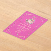 Hand Drawn Bow Pink Wedding Acryleinladungen (Ablage )