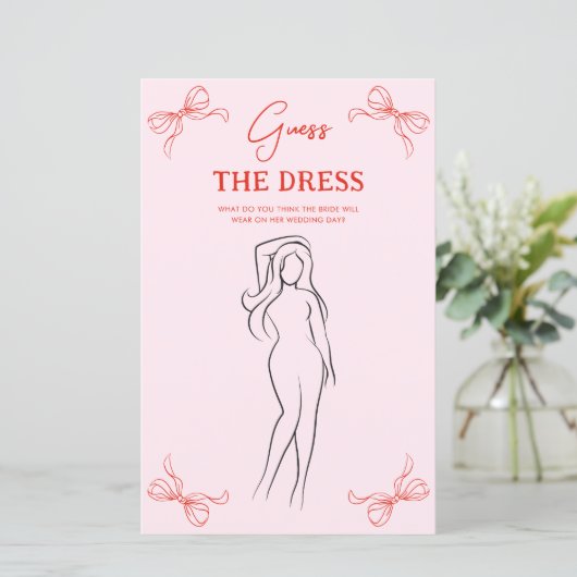 Hand Drawn Bow Red & Pink Guess the Dress Game (Stehend Vorderseite)