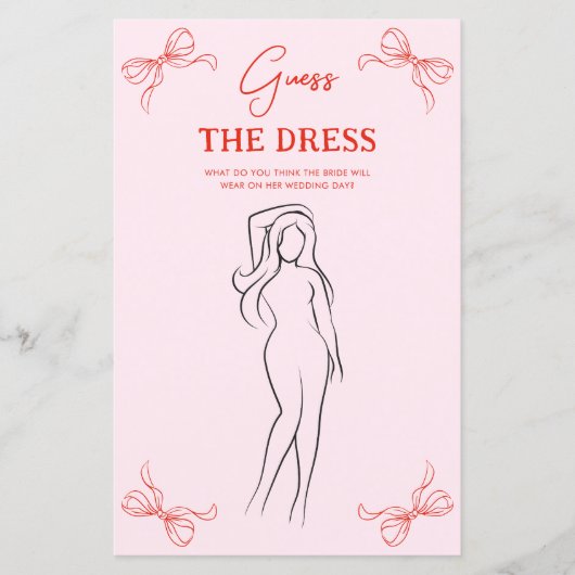 Hand Drawn Bow Red & Pink Guess the Dress Game (Vorderseite)