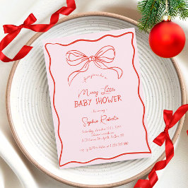 Hand Drawn Bow Red & Pink Merry Little Baby Shower Einladung