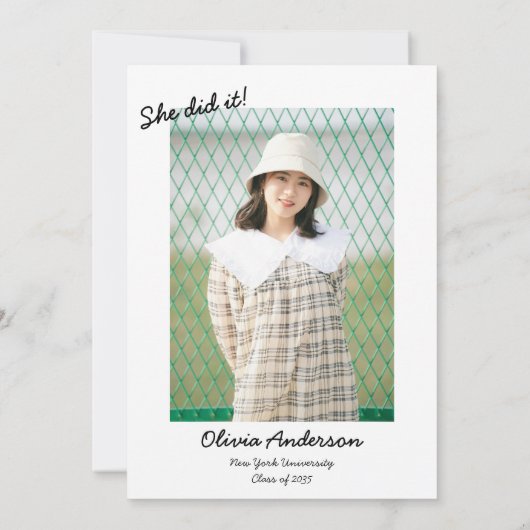 Hand Drawn Bow Sie machte es Foto Graduation Party Einladung (Rückseite)