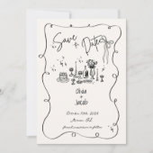 Hand Drawn Bow Squiggle Scribble Wedding Einladung (Vorderseite)
