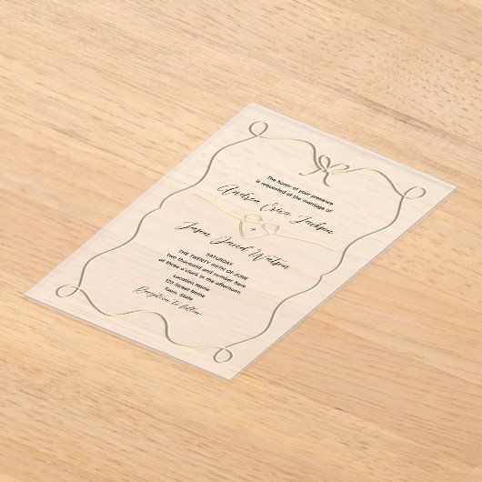 Hand Drawn Bow Transparente Hochzeit Acryleinladungen (Ablage )