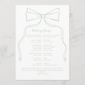 Hand Drawn Bow White and Green Wedding Programm (Rückseite)