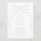 Hand Drawn Bow White and Green Wedding Programm (Vorderseite)