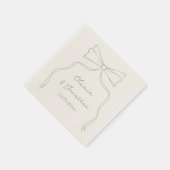 Hand Drawn Bow White and Green Wedding Serviette (Ecke)
