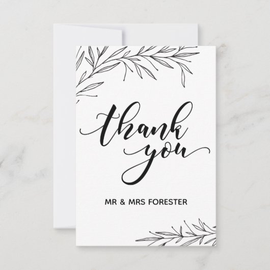 Hand Drawn Branch Flat Vielen Dank Dankeskarte (Vorderseite)