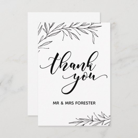 Hand Drawn Branch Flat Vielen Dank Dankeskarte (Vorne/Hinten)