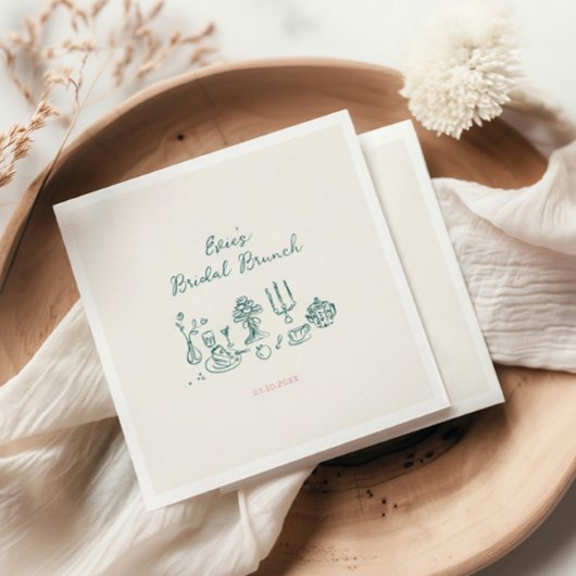 Hand Drawn Bridal Brunch Serviette