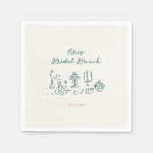 Hand Drawn Bridal Brunch Serviette (Vorderseite)