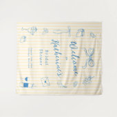 Hand Drawn Bridal Shower Backdrop Tapestry Wandteppich (Vorderseite (Horizontal))