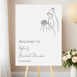 Hand Drawn Bride Minimalist Bridal Shower Welcome