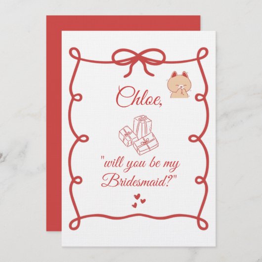 Hand Drawn Bridesmaid bridal Proposal Cards Einladung (Vorne/Hinten)