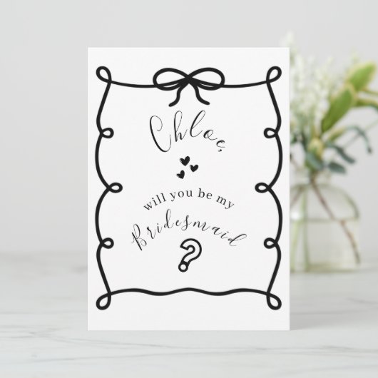 Hand Drawn Bridesmaid Proposal Cards Feiertagskarte (Stehend Vorderseite)