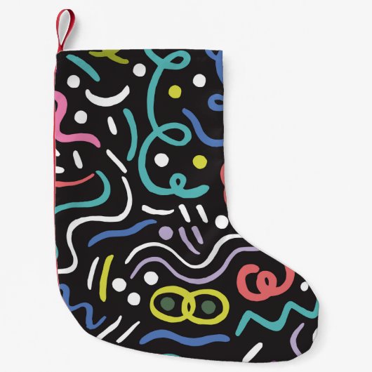 Hand drawn brush. Abstract pattern, zigzags, lines Kleiner Weihnachtsstrumpf (Vorderseite)
