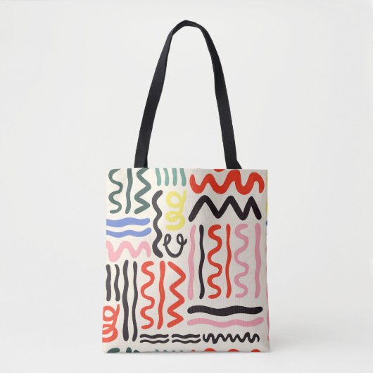Hand drawn brush pattern, zigzags, lines and curve tasche (Vorderseite)