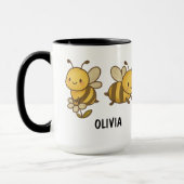 Hand Drawn Bumble Bees Custom Cute Tasse (Links)