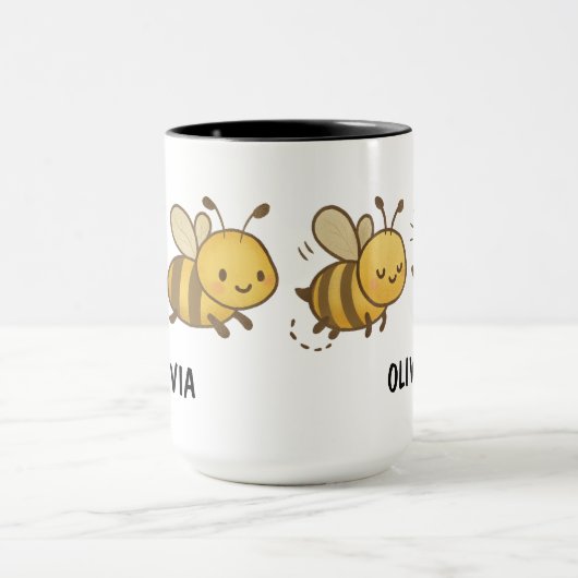 Hand Drawn Bumble Bees Custom Cute Tasse (Zentrum)