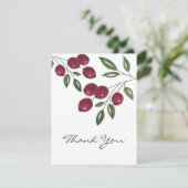 Hand Drawn Burgundy Red Berries Dankeskarte (Stehend Vorderseite)