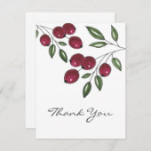 Hand Drawn Burgundy Red Berries Dankeskarte (Vorne/Hinten)