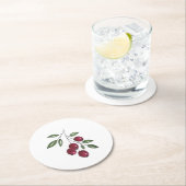 Hand Drawn Burgundy Red Berries Runder Pappuntersetzer (Vor Ort)