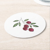 Hand Drawn Burgundy Red Berries Runder Pappuntersetzer (Angewinkelt)