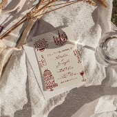 Hand Drawn Burgundy Romantic Whimsical Wedding Einladung