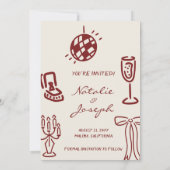 Hand Drawn Burgundy Romantic Whimsical Wedding Save The Date (Rückseite)