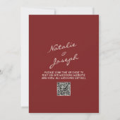Hand Drawn Burgundy Whimsical QR Code Wedding Einladung (Rückseite)