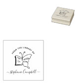 Hand-drawn Butterfly Doodle Elegant Library Book Gummistempel (Stempel)