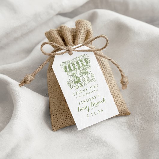 Hand Drawn Cafe Bebe Baby Brunch Geschenkanhänger