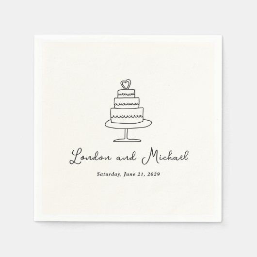 Hand Drawn Cake Doodle Modern Wedding Serviette (Vorderseite)