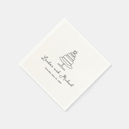 Hand Drawn Cake Doodle Modern Wedding Serviette (Ecke)