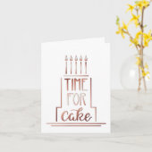 Hand Drawn Cake Happy Birthday Rose Gold Karte (Gelbe Blume)
