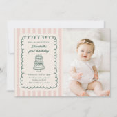 Hand Drawn Cake Quirky Unique 1st Birthday Photo Einladung (Vorderseite)