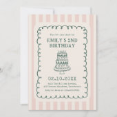 Hand Drawn Cake Quirky Unique Birthday Party Einladung (Vorderseite)