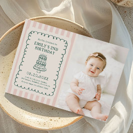 Hand Drawn Cake Quirky Unique Birthday Party Photo Einladung