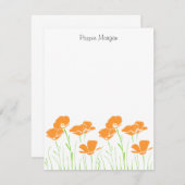 Hand Drawn California Poppies Mitteilungskarte (Vorne/Hinten)