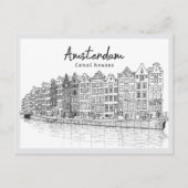 Hand drawn Canal Houses Amsterdam Netherlands Postkarte (Vorderseite)