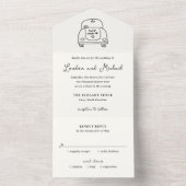 Hand Drawn Car Doodle Modern Wedding All In One Einladung (Innen Boden)