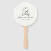 Hand Drawn Car Doodle Modern Wedding Fächer (Vorderseite)