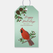 Hand-Drawn Cardinals & Greenery | Christmas Geschenkanhänger (Rückseite)